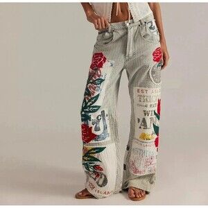 Free People We The Free Lost And Found Boyfriend Jeans Pants Patchwork S 289187